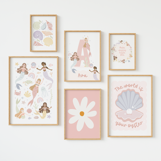 Dreamy Pastel Mermaid Gallery Wall