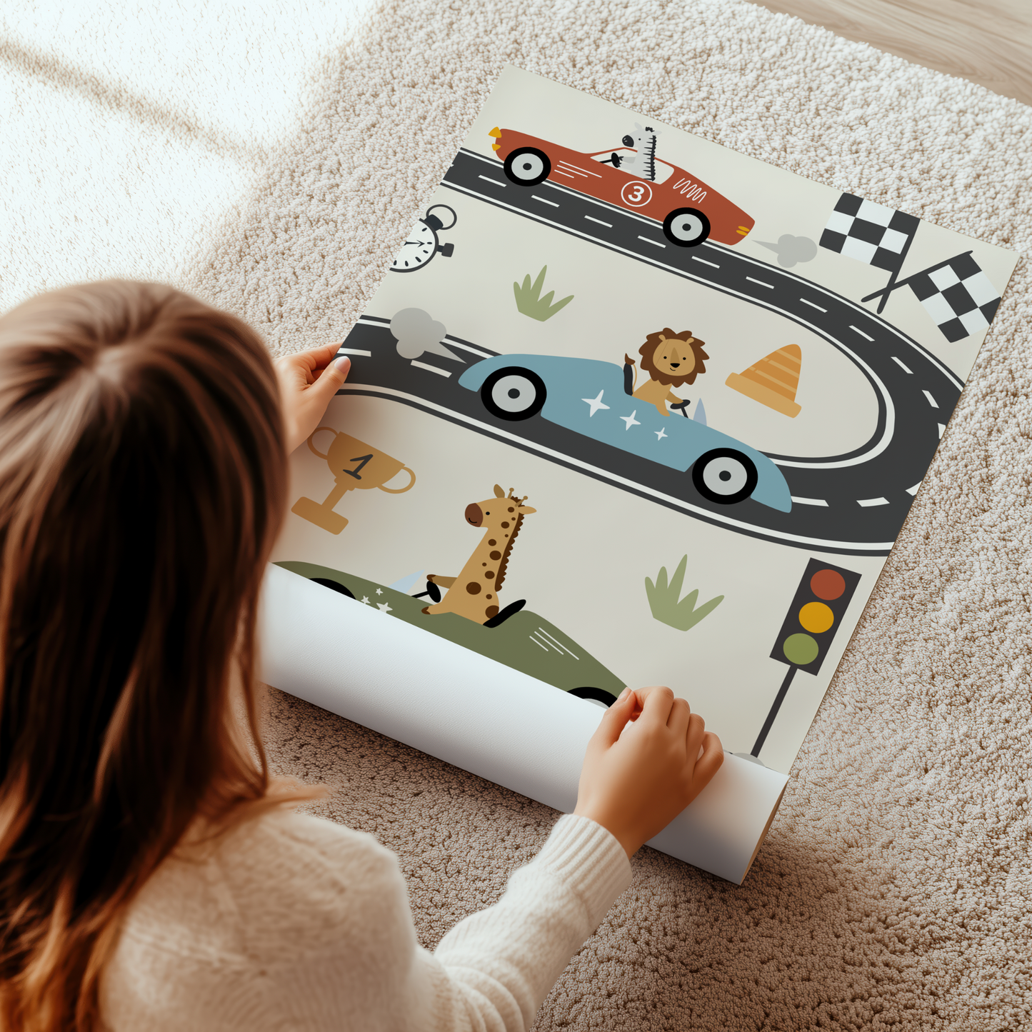 Little Animal Race Car Print