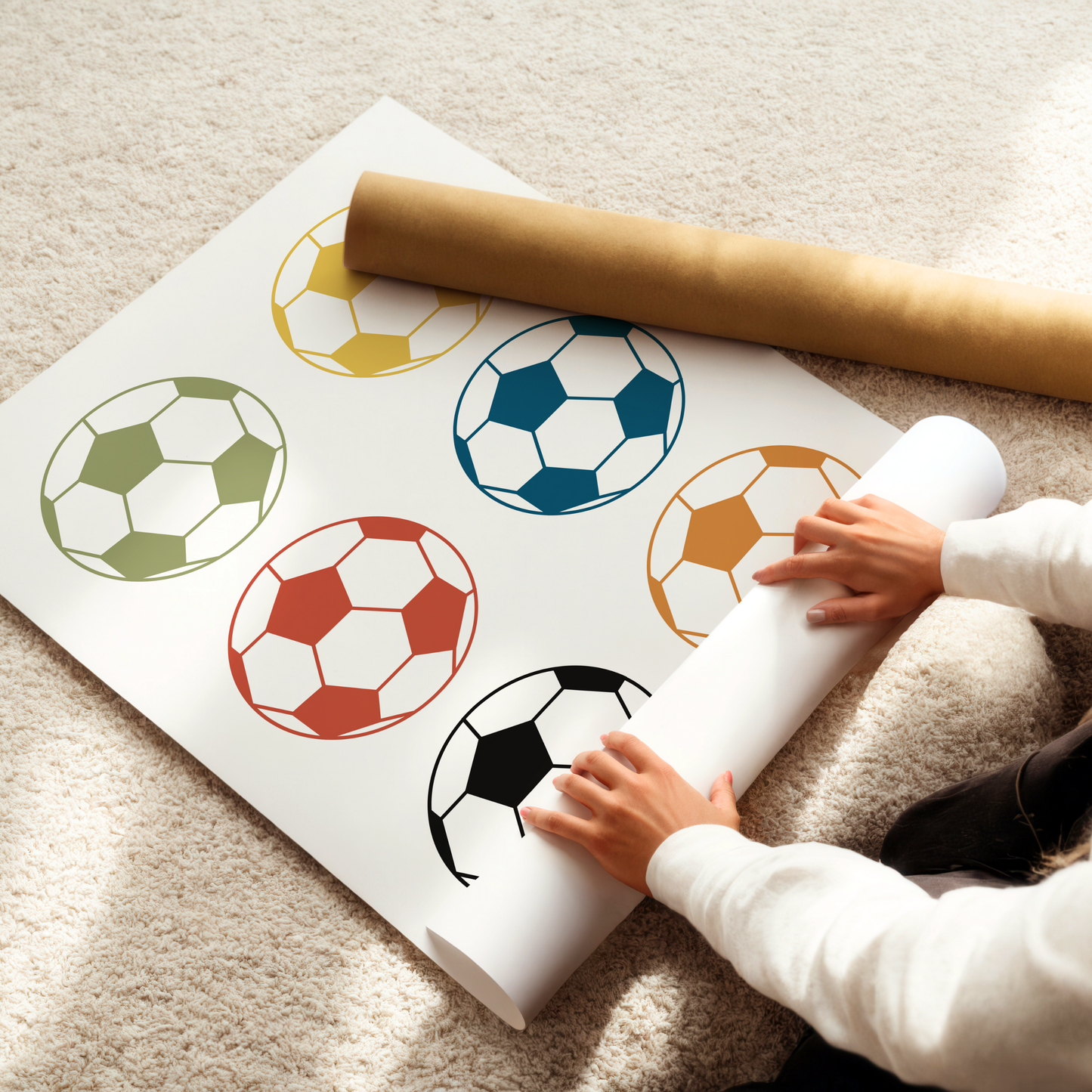 Colourful Footballs Print