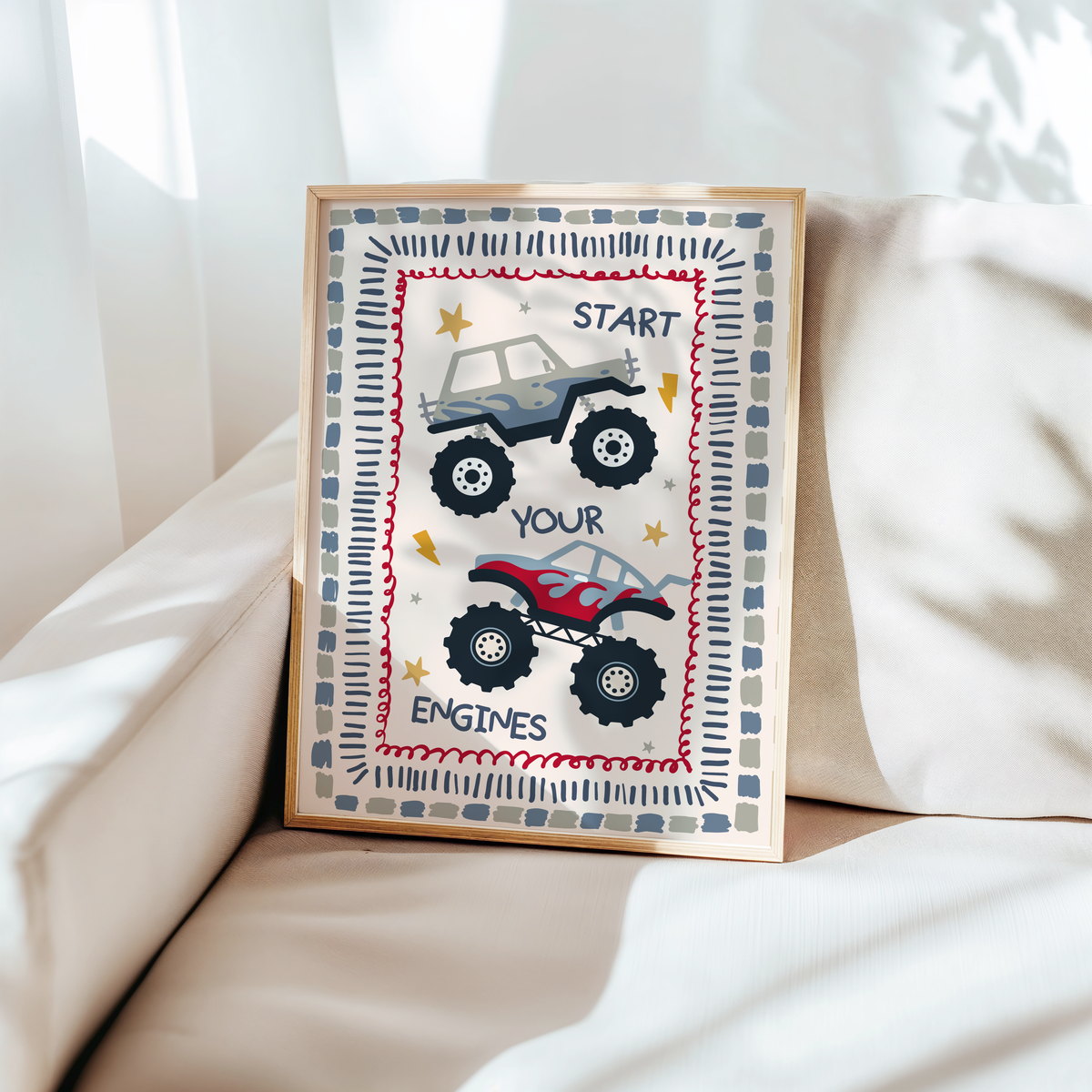 Monster Trucks Print - Blue/Red