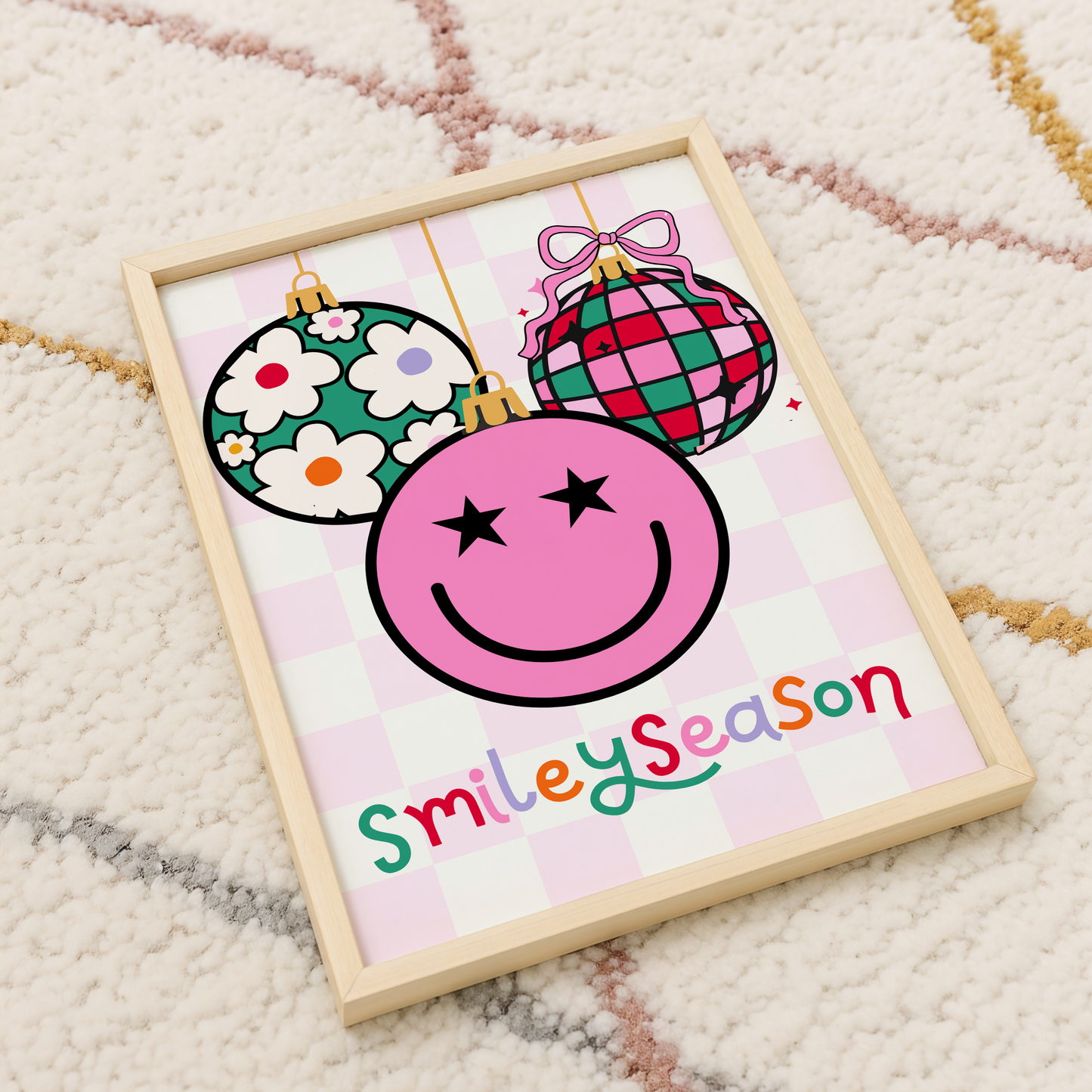 Cool Smile Christmas Baubles Print