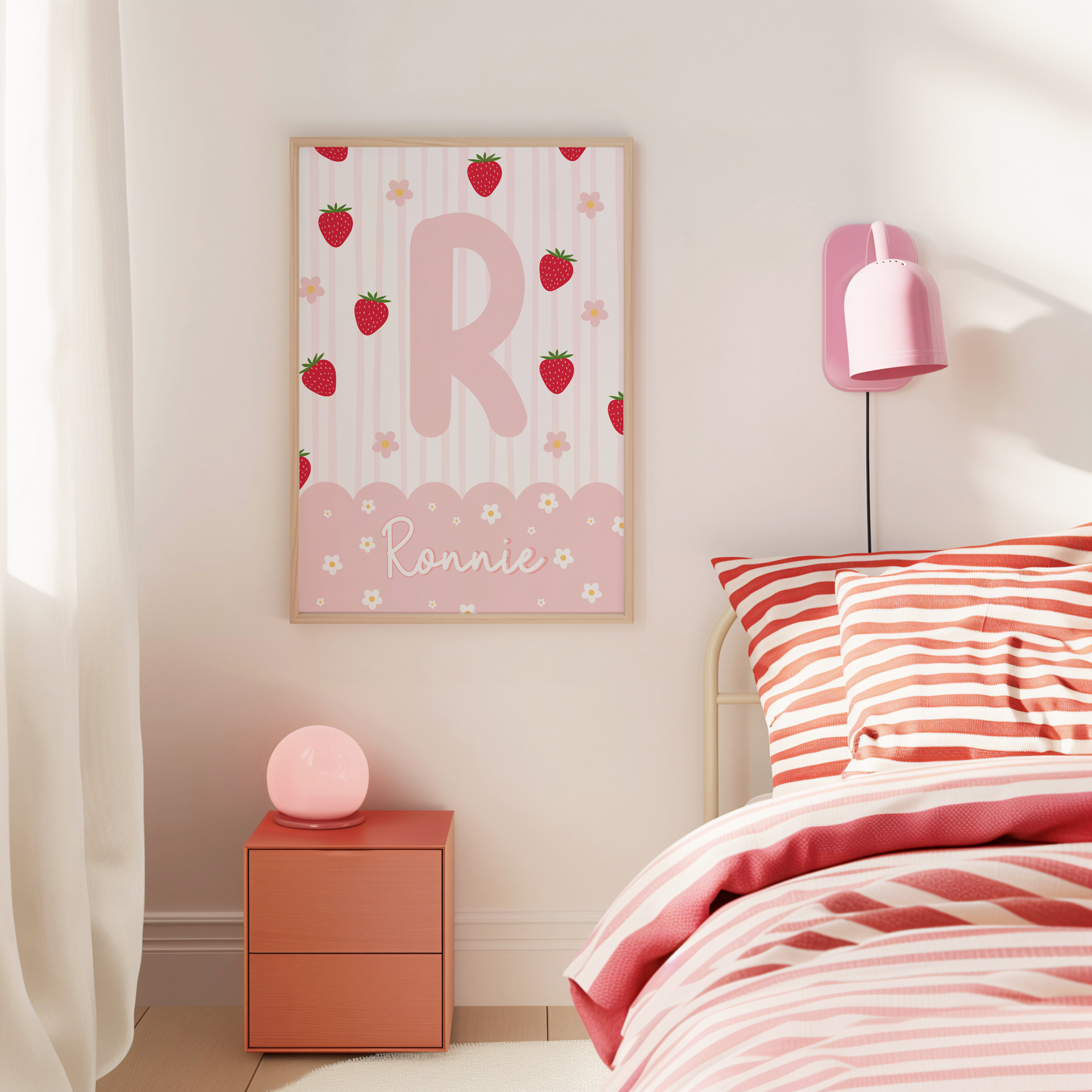 Personalised Strawberry Daisy Print