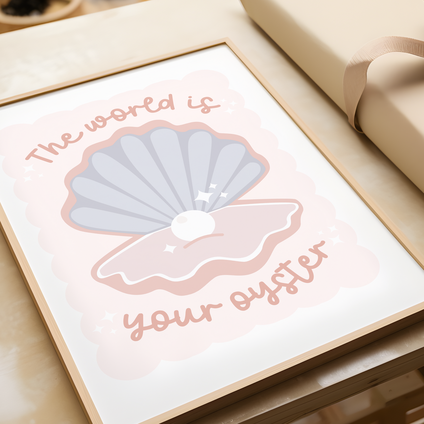 "The World Is Your Oyster" Pink Print