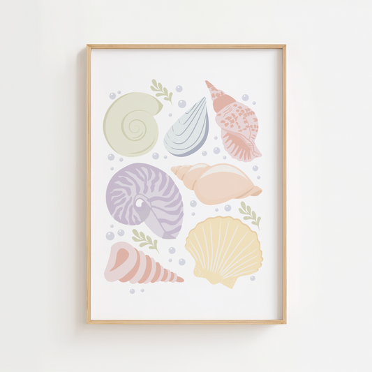 Dreamy Pastel Mermaid Shells Print