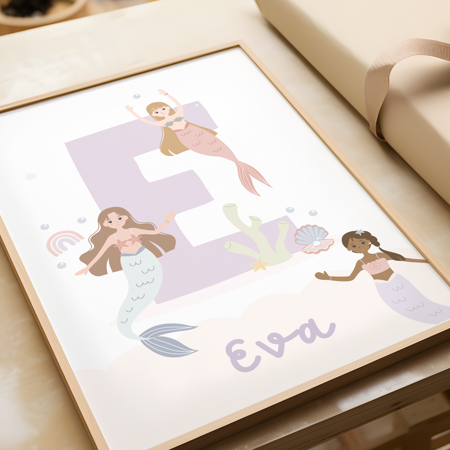Personalised Pastel Mermaid Print