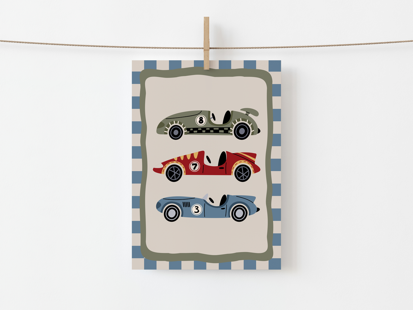 Speedster Race Car Trio Print With Border