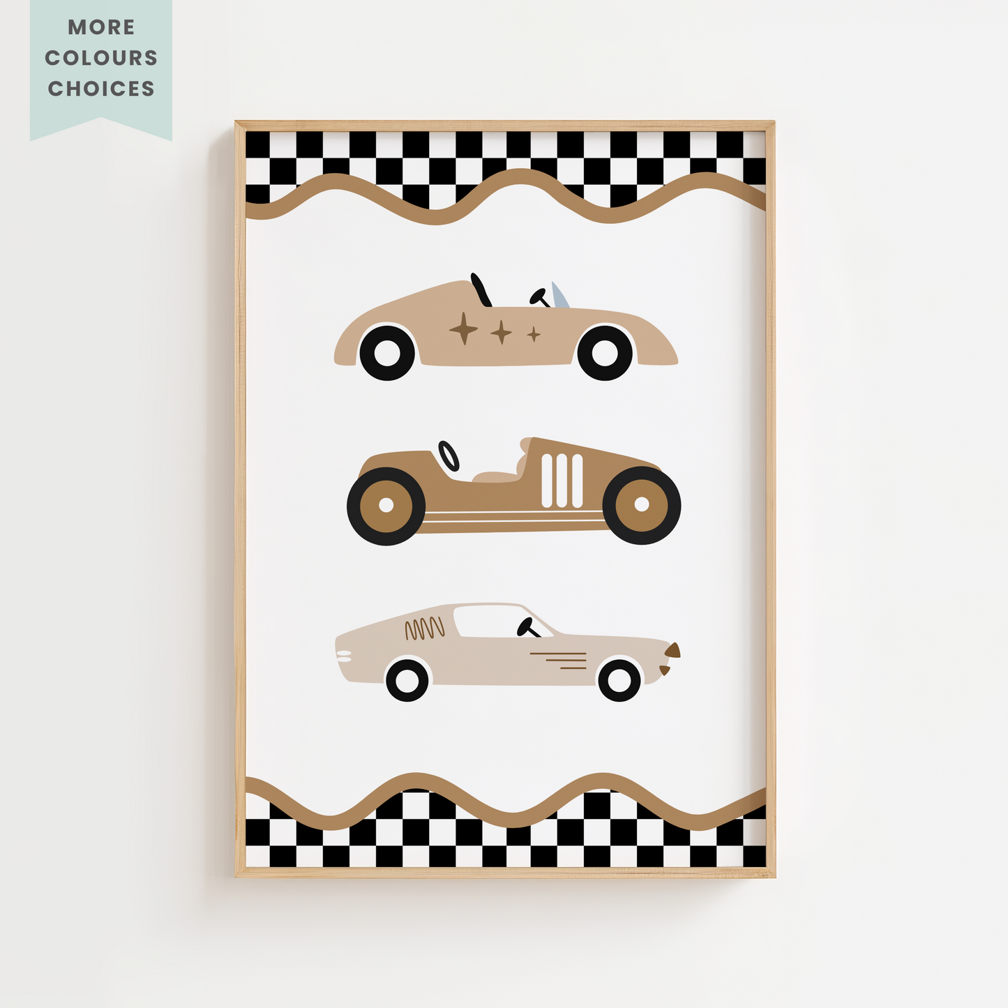 3 Stacked Cars Retro Racer Print
