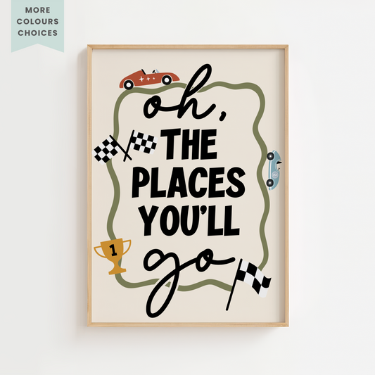 "Oh The Places You'll Go" Retro Racer Print