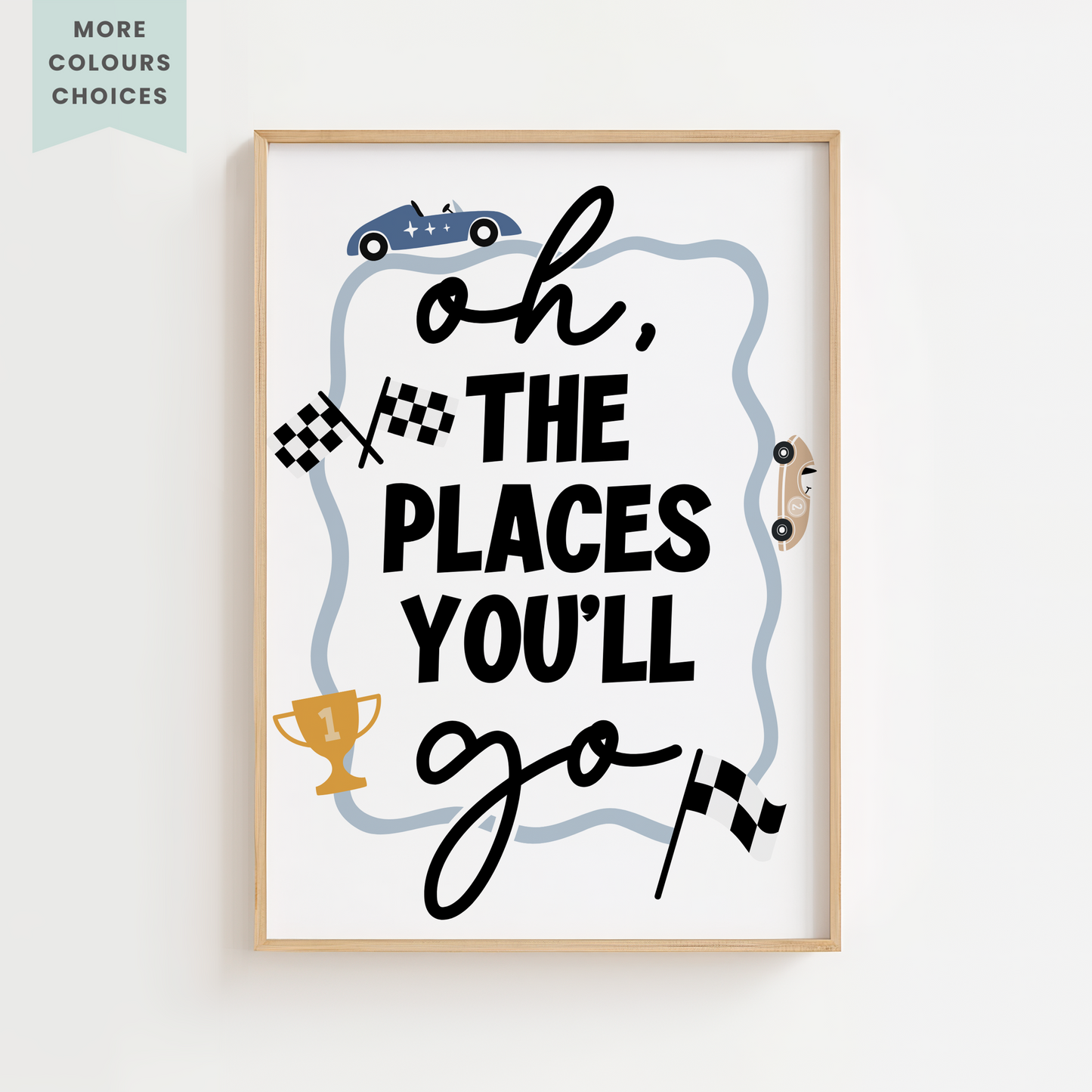 "Oh The Places You'll Go" Retro Racer Print