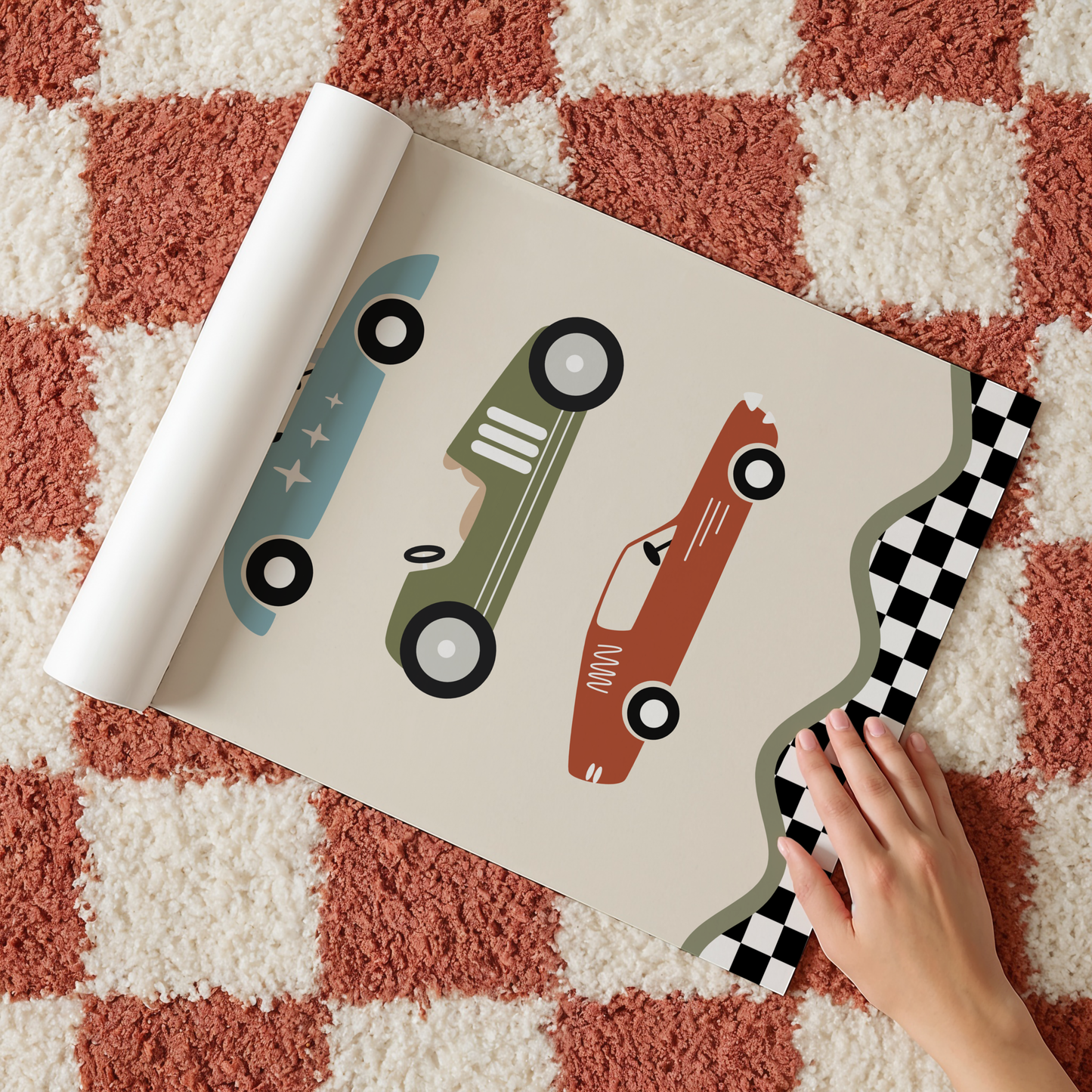 3 Stacked Cars Retro Racer Print