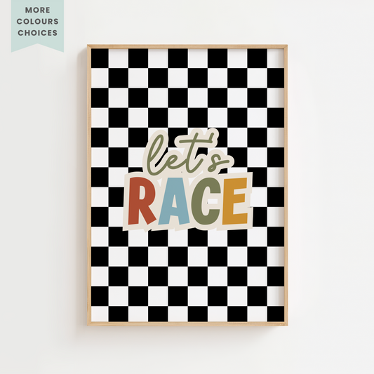"Let's Race" Retro Racer Print
