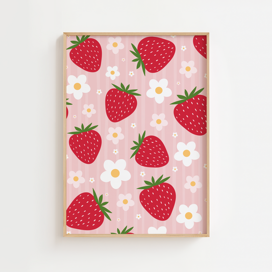 Strawberries & Daisies Print