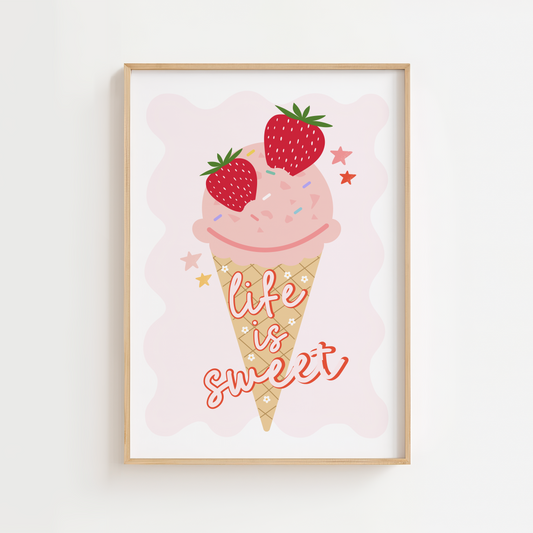 Strawberry Ice Cream Print