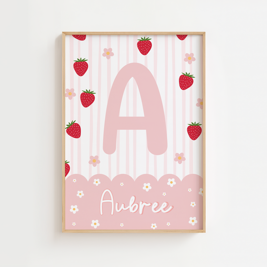 Personalised Strawberry Daisy Print
