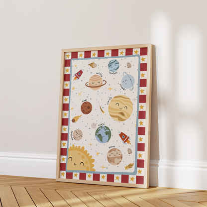 Solar System Educational Kids Print - Red