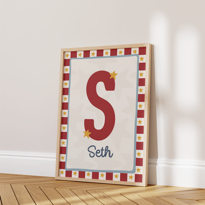 Personalised Initial Star Print - Red