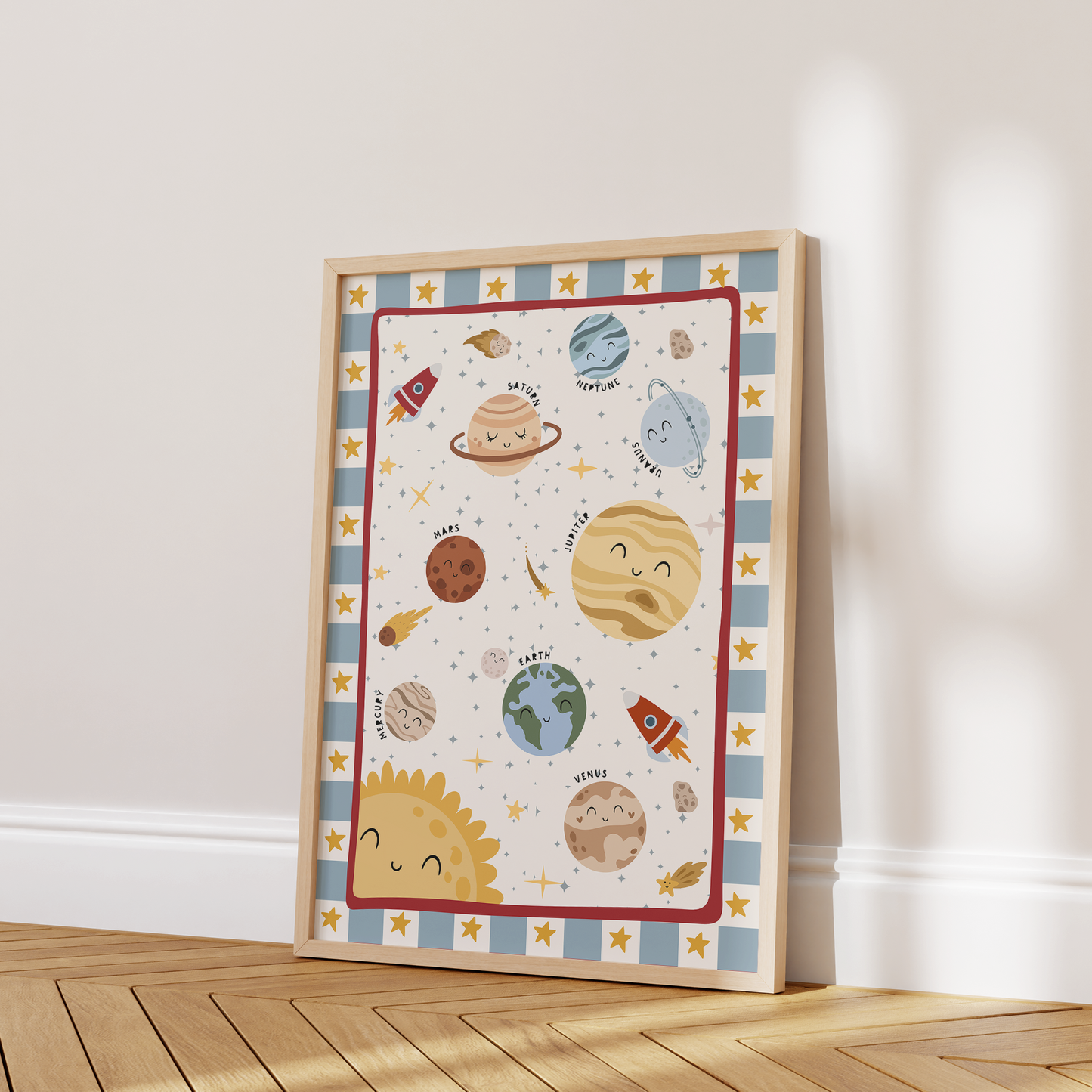 Solar System Educational Kids Print - Blue