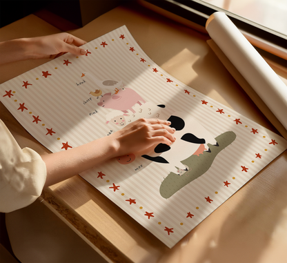 Personalised Farm Animal Trio Print