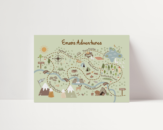 Adventure Map Art Print - Green