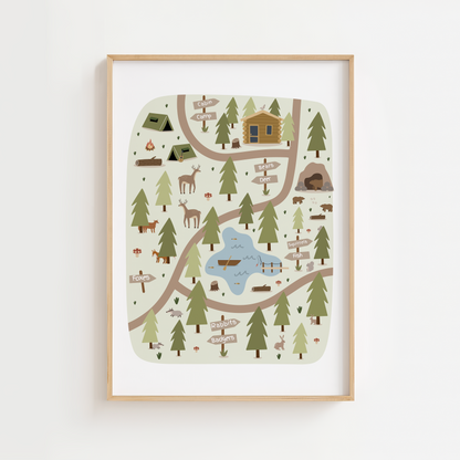 Woodland Adventure Map Print