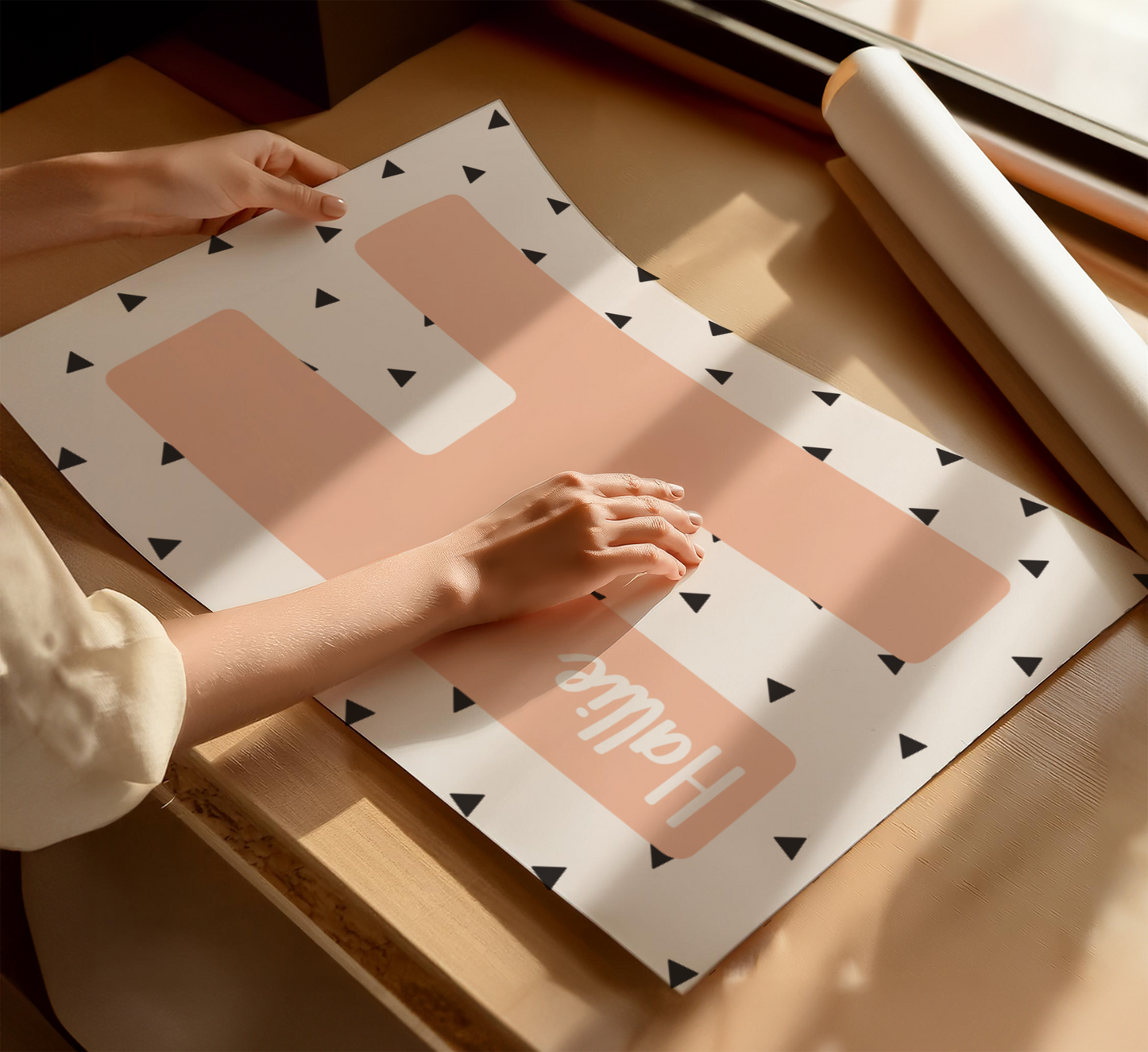 Personalised Scandi Style Triangles Background Initial Print