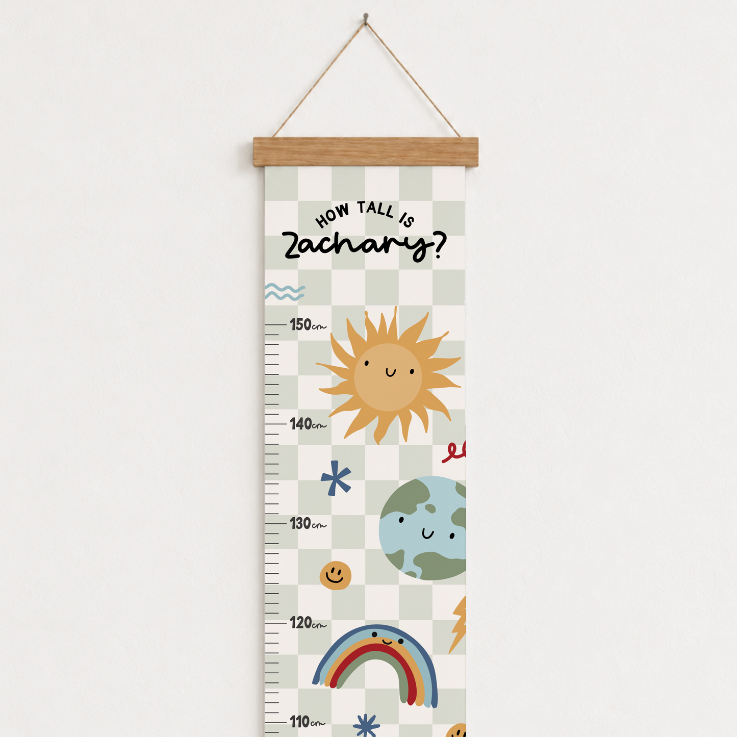 Personalised Sunshine Height Chart Print -  Green