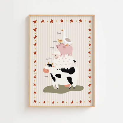 Personalised Farm Animal Trio Print