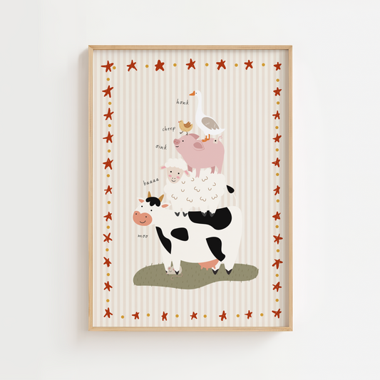 Personalised Farm Animal Trio Print