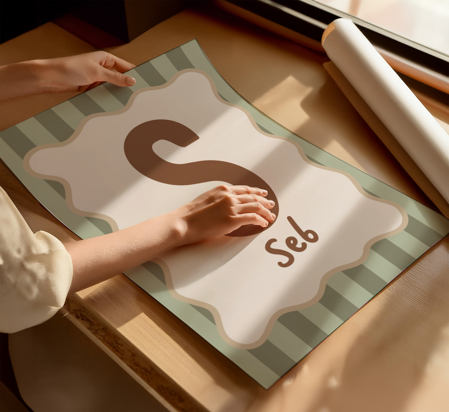 Wavy/Stripe Initial Print - Choose Your Own Colours