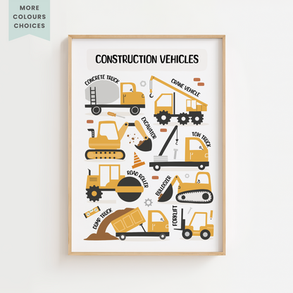 Construction Vehicles Print