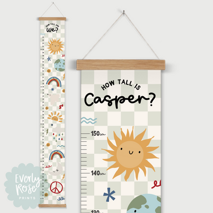 Personalised Sunshine Height Chart Print -  Green