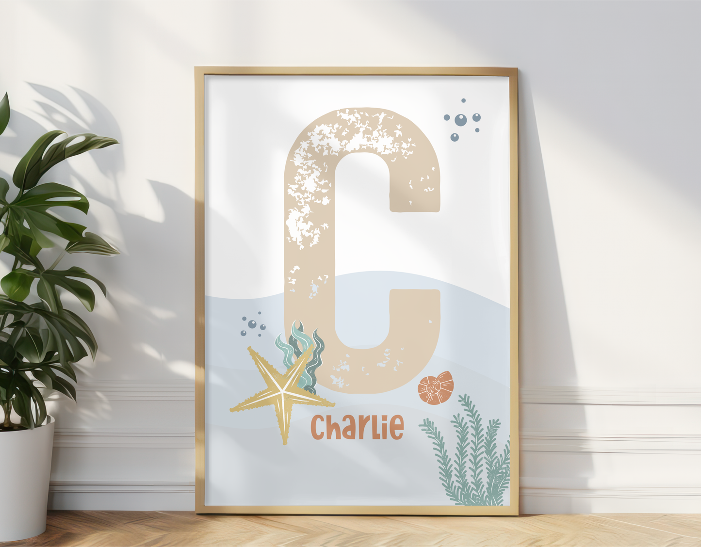Personalised Ocean Initial Print