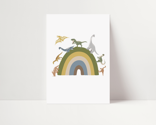 Dinosaur Rainbow Art Print