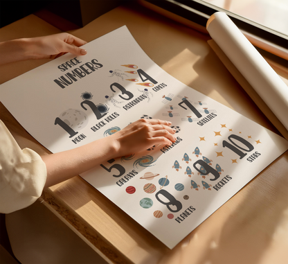 Personalised Space Numbers Educational Print