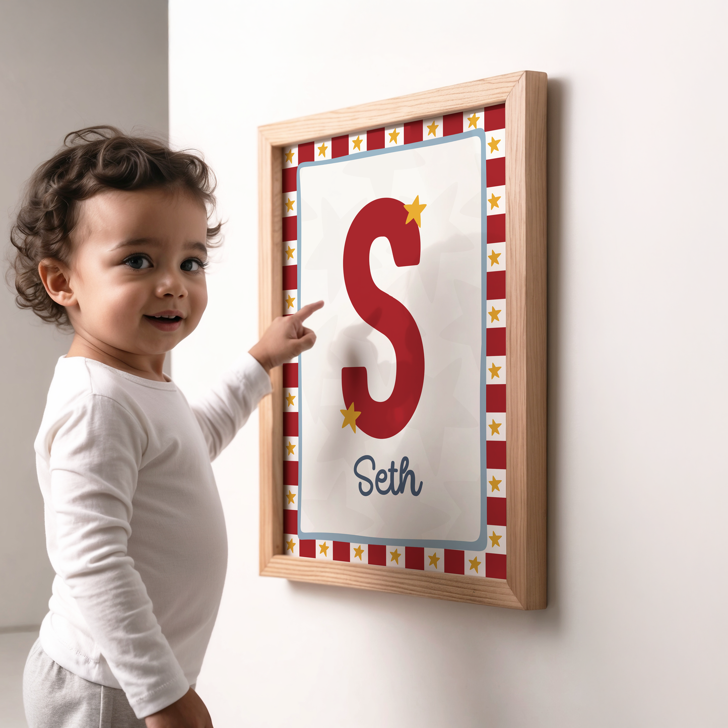 Personalised Initial Star Print - Red