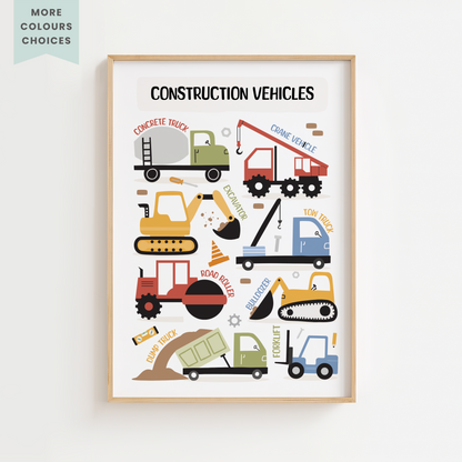 Construction Vehicles Print