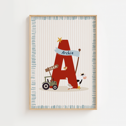 Personalised Farm Initial Print