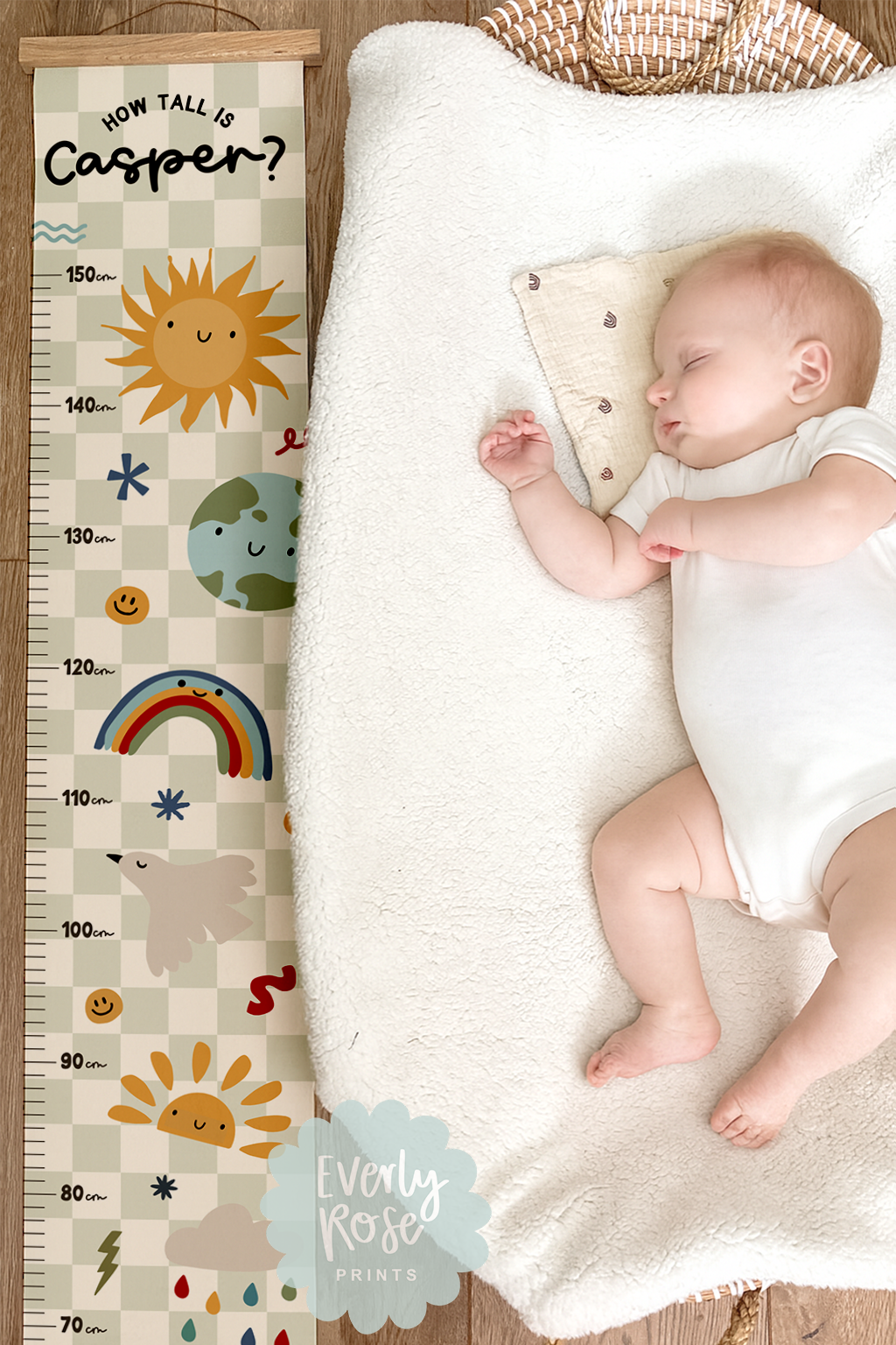 Personalised Sunshine Height Chart Print -  Green