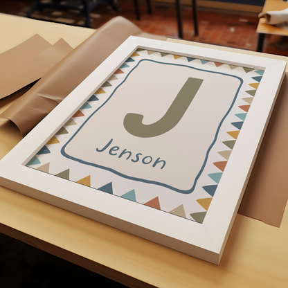 Personalised Bunting Border Initial Print