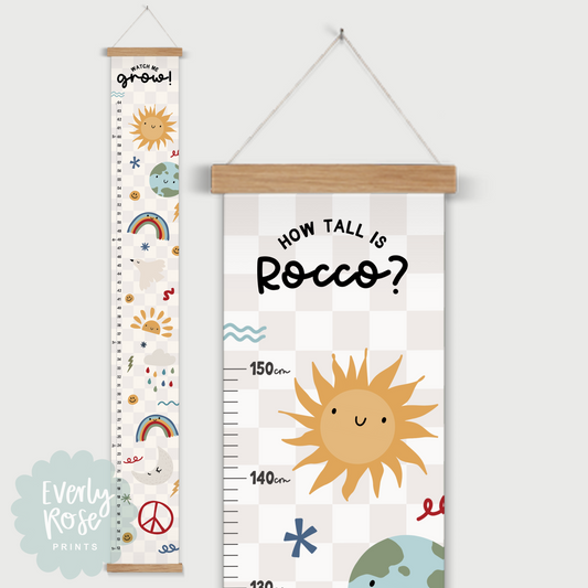 Personalised Sunshine Height Chart Print -  Beige