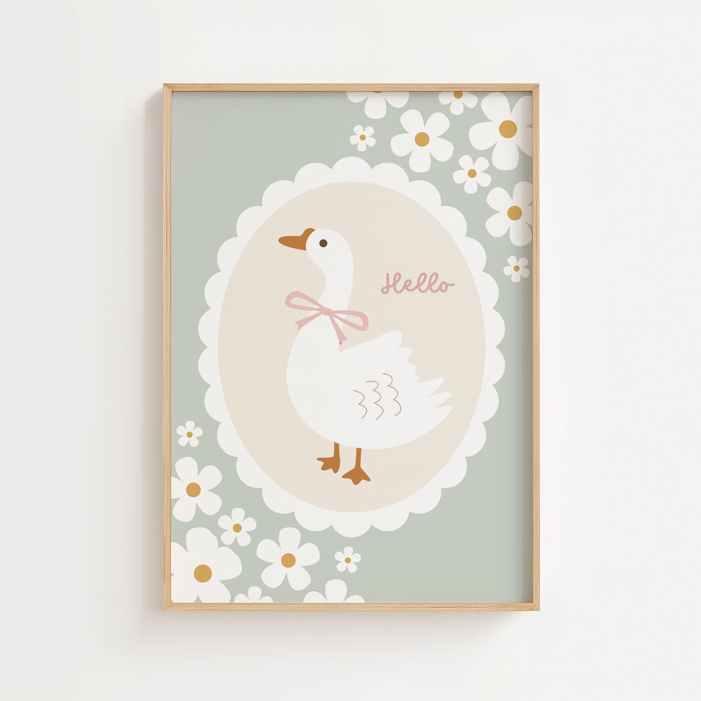 Sage Daisy Goose Print