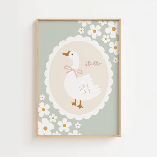 Sage Daisy Goose Print