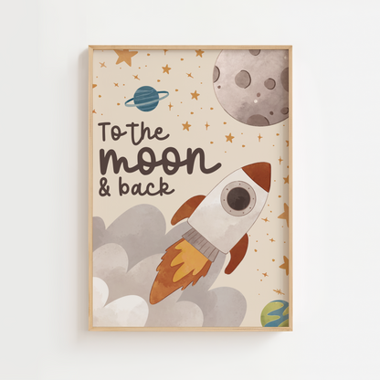 To The Moon & Back Kids Wall Art - Light