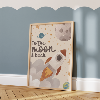 To The Moon & Back Kids Wall Art - Light