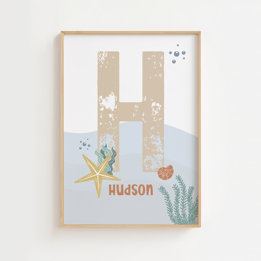 Personalised Ocean Initial Print