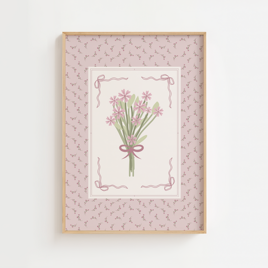 Vintage Floral Bouquet Print for Girls Nursery