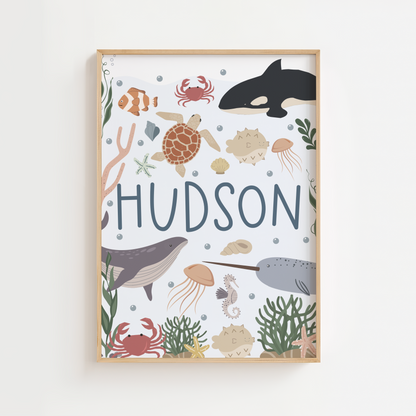 Personalised Ocean Name Print