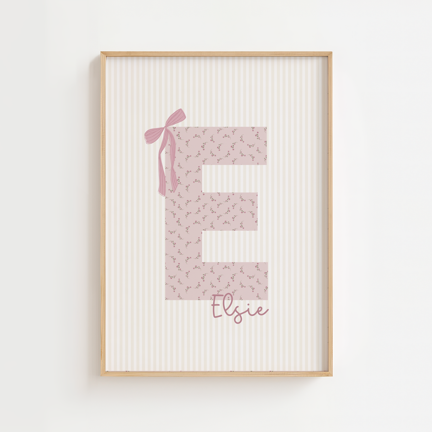Personalised Vintage Floral Bow Initial Print