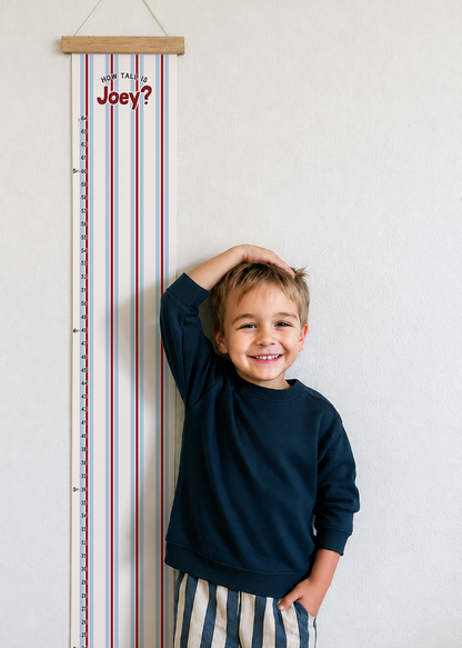 Vintage Blue/Red Stripe Height Chart