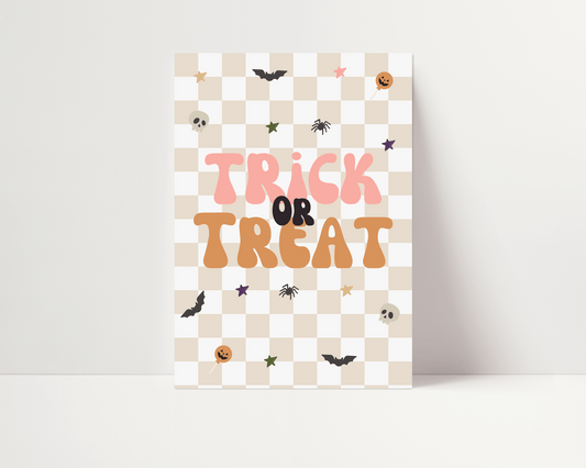 Checkerboard Trick Or Treat Halloween Print